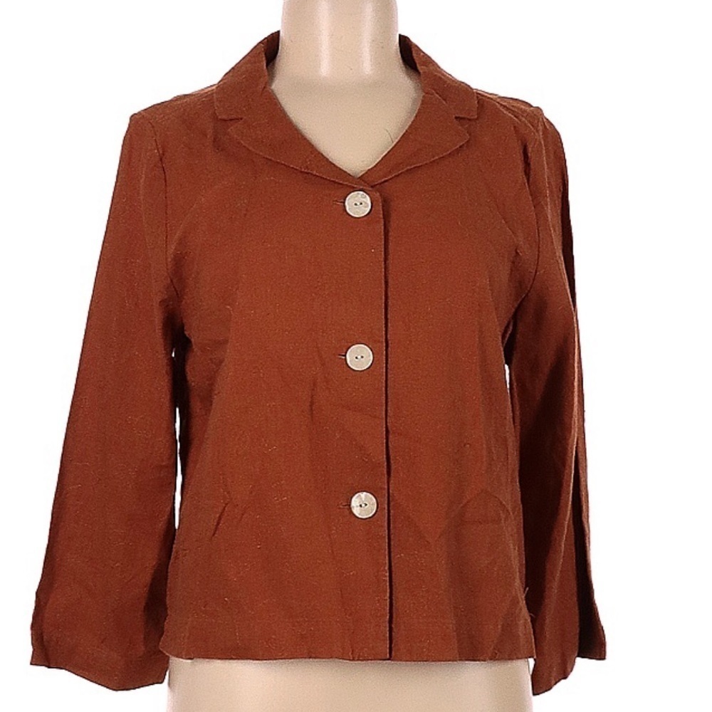 NEW Christopher & Banks Brown Linen Blend Thin Jacket